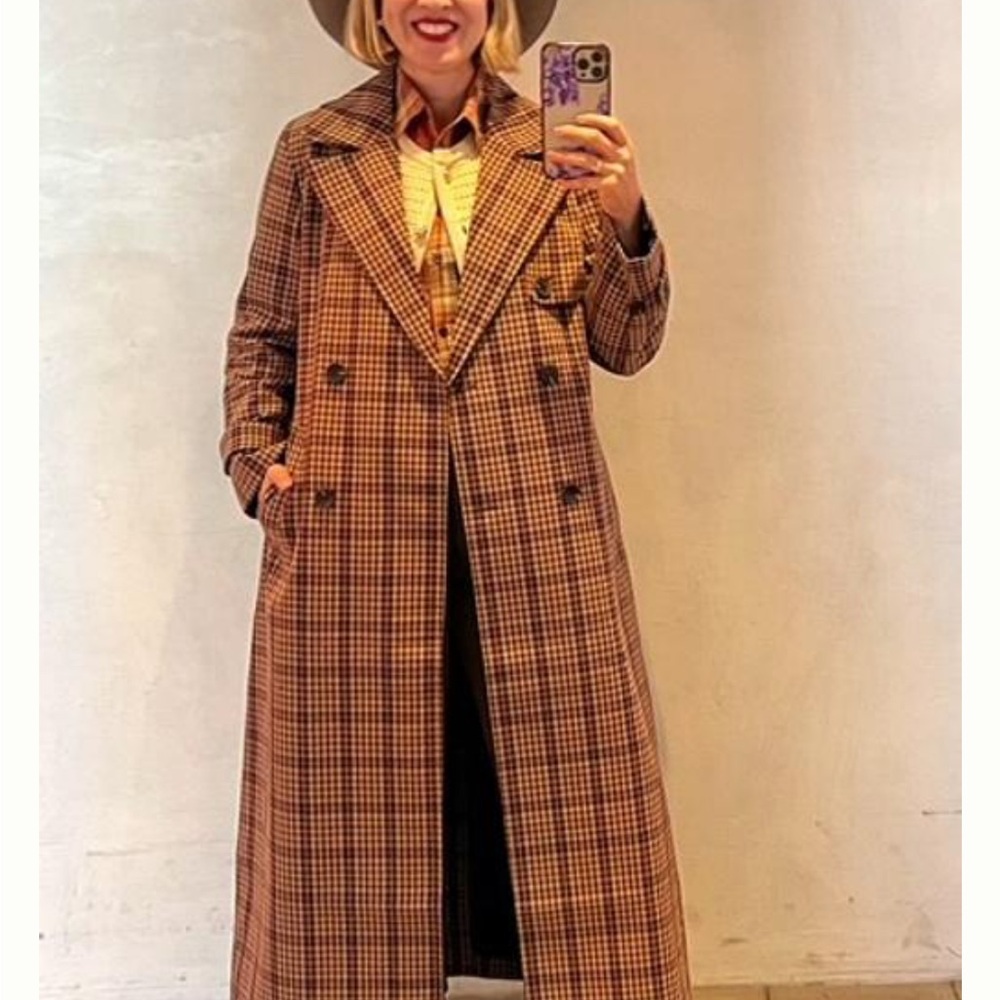 Avec Les Filles Belted Plaid Trench Coat - Picture 5 of 8